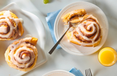 A display of cinnamon rolls.