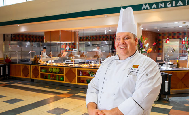 Executive Chef Randall Van Dyke in Virginia Tech dining hall