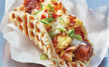 Loaded Chorizo Breakfast Waffle Dog